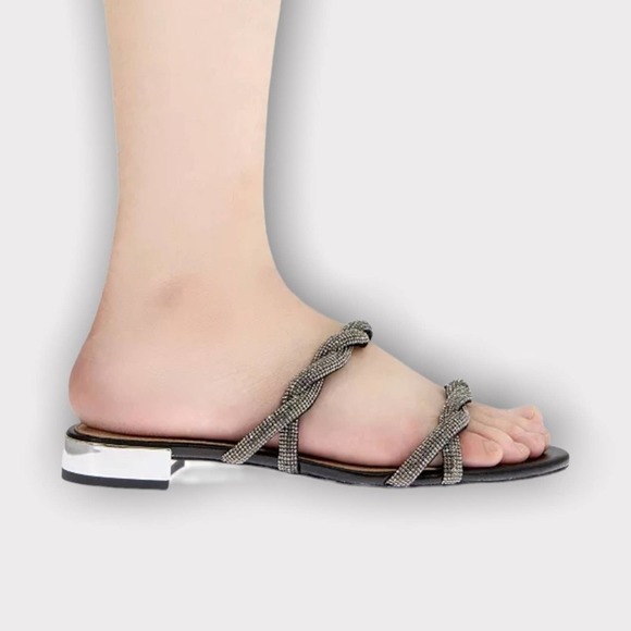 BCBG GENERATION DASTIN RHINESTONE EMBELLISHED SLIDE SANDAL - 7 - Picture 5 of 10